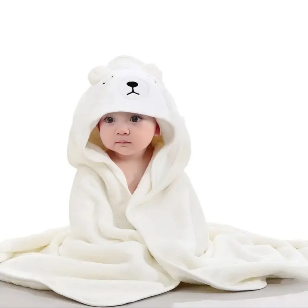 Hooded Towel Blanket ~ Baby Toddler Size ~ Cream ~ Brand New! ~ 80cm x 80cm